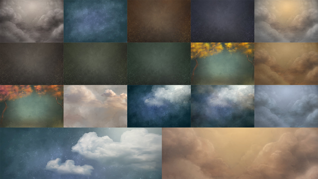 Whimsey Hand Painted Digital Backdrops for Photoshop